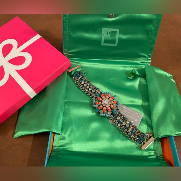 NWT 🎉Host Pick🎉 Zoe + Syd stunning bracelet- turquoise, coral and rhinestones - Picture 2 of 7